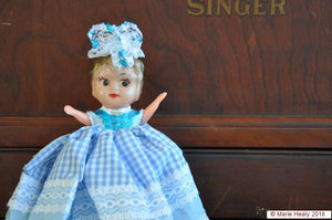 Kewpie Doll in Blue Check