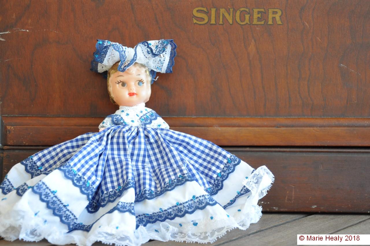Kewpie Doll in Blue Gingham